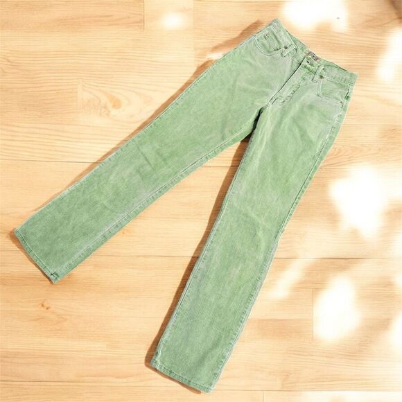 Vintage Green Mid Rise EXP Express Corduroy 90s Straight Leg Mom - Picture 1 of 10
